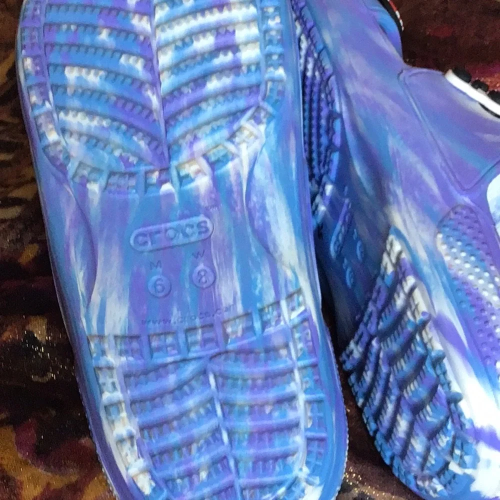 Crocs Blue and Purple Slide Sandals. NWOT - Picture 6 of 6
